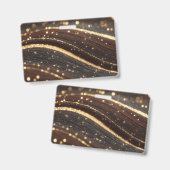 ダーククルミの木目ときらめく金ゴールド川 バッジ (正面＆裏面)