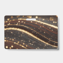 ダーククルミの木目ときらめく金ゴールド川 バッジ