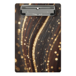 ダーククルミの木目ときらめく金ゴールド川 ミニクリップボード