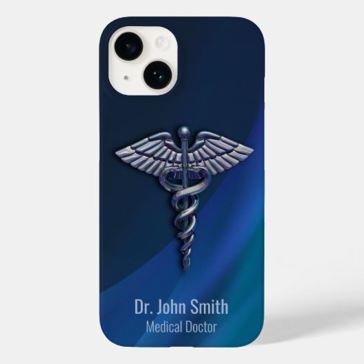 ダーククロームホログラフィック3D医療カデュケウス Case-Mate iPhoneケース (裏面)