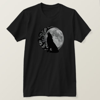 ダーククールウルフブラックフルムーンスターレトロ魔法 Tシャツ