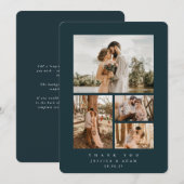 ダークグエレガントリーミニマルン4写真結婚のフラット サンキューカード (正面/裏面)