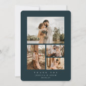 ダークグエレガントリーミニマルン4写真結婚のフラット サンキューカード (正面)