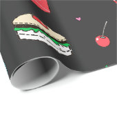 ダークグカラフルレイのかわいいフードパターン ラッピングペーパー (ロールコーナー)