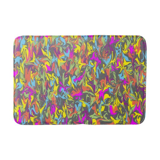 ダークグカラフルレーメモリのフォーム上の明るい渦巻き バスマット (正面)