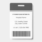 ダークグパーソナライズされたレーのドクターの写真ID バッジ (裏面)