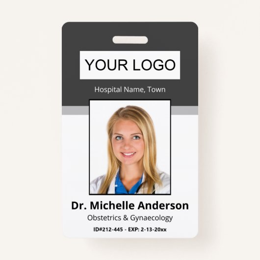 ダークグパーソナライズされたレーのドクターの写真ID バッジ (正面)