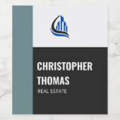 ダークグパーソナライズされたレー実在ロゴ不動産，不動産仲介業者 ワインラベル (シングルラベル)