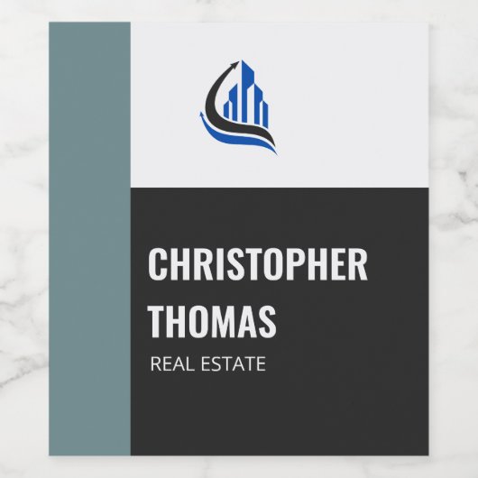 ダークグパーソナライズされたレー実在ロゴ不動産,不動産仲介業者 ワインラベル (シングルラベル)