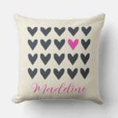 ダークグポップ・アートのレーとホットピモダンンクの可愛いアートハート クッション (正面)