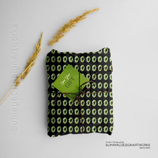 ダークグミニマルリーンフローラ包装紙 ラッピングペーパー