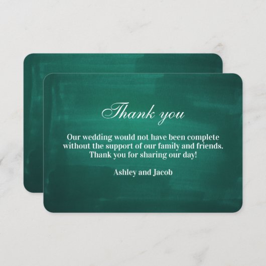 ダークグモダンリ結婚ーン。エメシンプルロエレガントルド サンキューカード (正面/裏面)