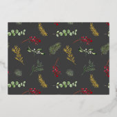 ダークグモダンレーメリークリスマスボタニカルフォト 箔シーズンカード (裏面)