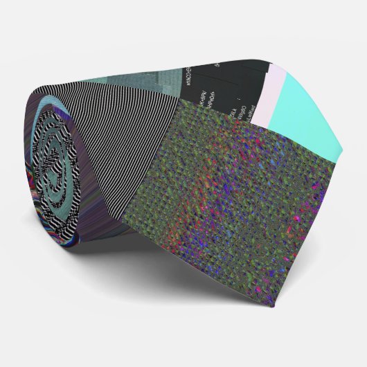 ダークグリッチアートの読み込み失敗を表現した抽象的なグリッドデザイン ネクタイ (ロール)