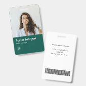 ダークグリーモダンビジネスIDカード | 従業員バッジ バッジ (正面&裏面)