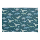 ダークグリーンかわいい恐竜のパターン 枕カバー (正面左)