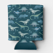 ダークグリーンかわいい恐竜のパターン 缶クーラー (裏面)