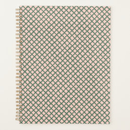 ダークグリーンかわいらしパステルピンクプレイドパターン プランナー手帳