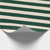 ダークグリーンとアンティークホワイトストライプ ラッピングペーパー (角)