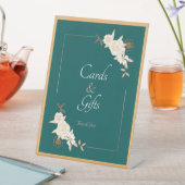 ダークグリーンとクリームバラウェディングカード&ギフト 台座サイン (インサイチュ)