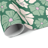 ダークグリーンとクリームホワイト誕生日ラッピング紙 ラッピングペーパー (ロールコーナー)