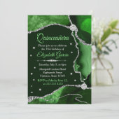ダークグリーンとシルバーグリッターアゲートキンセアニェラ 招待状 (スタンド正面)