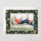 ダークグリーンとセージ葉グリーンのクリスマス2写真 シーズンポストカード (正面/裏面)