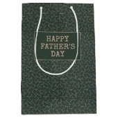 ダークグリーンとタン幾何学プリント父の日 ミディアムペーパーバッグ (正面)