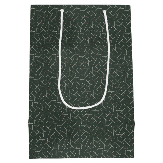 ダークグリーンとタン幾何学プリント父の日 ミディアムペーパーバッグ (裏面)