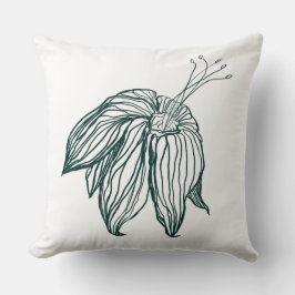 ダークグリーンとティール（緑がかった色）モンステラ離れのとライリーの輪郭 クッション