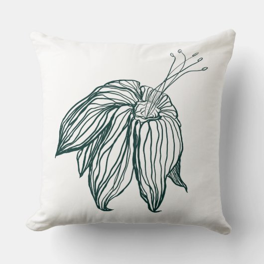 ダークグリーンとティール(緑がかった色)モンステラ離れのとライリーの輪郭 クッション (正面)