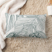 ダークグリーンとティール(緑がかった色)モンステラ離れのとライリーの輪郭 ランバークッション (ブランケット)