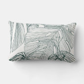 ダークグリーンとティール(緑がかった色)モンステラ離れのとライリーの輪郭 ランバークッション (裏面)