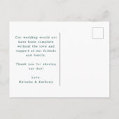 ダークグリーンとハート結婚の感謝 ポストカード (裏面)