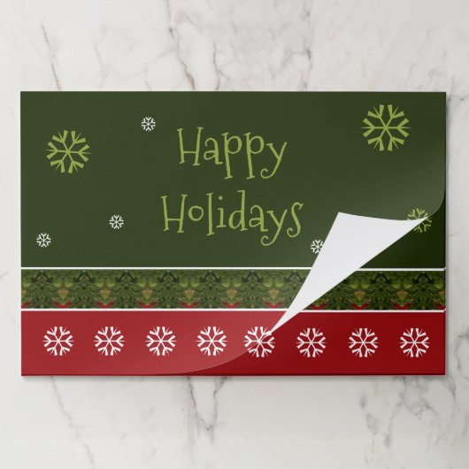 ダークグリーンとバーガンディーラージティアウェイランチョンマット ペーパーパッド (折り畳み)