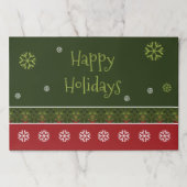 ダークグリーンとバーガンディーラージティアウェイランチョンマット ペーパーパッド (正面)