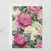 ダークグリーンとパステルピンク結婚フローラ 招待状 (裏面)