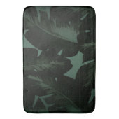 ダークグリーンとブラックトロピカルパーム葉トロピックス バスマット (正面縦)