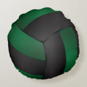 ダークグリーンとブラックバレーボール |カスタマイズ ラウンドクッション (裏面)