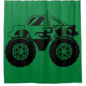 ダークグリーンとブラックモンスタートラックシャワーカーテン シャワーカーテン (正面)