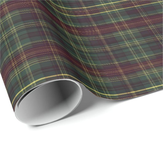 ダークグリーンとブルゴーニュのプレイド伝統的- ラッピングペーパー (ロールコーナー)
