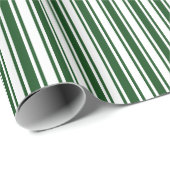 ダークグリーンとホワイトキャンディストライプー ラッピングペーパー (ロールコーナー)