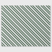 ダークグリーンとホワイトキャンディーケーンの対角線のストライプ ラッピングペーパー (フラット)