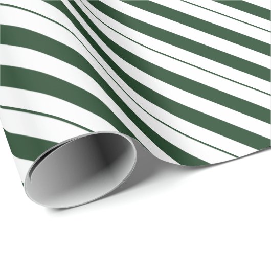 ダークグリーンとホワイトキャンディーケーンの対角線のストライプ ラッピングペーパー (ロールコーナー)