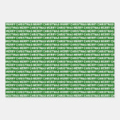 ダークグリーンとホワイトクリスマスタイポグラフィ ラッピングペーパーシート (正面3)