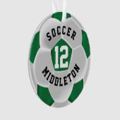ダークグリーンとホワイトサッカースポーツボール オーナメント (正面)