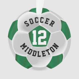 ダークグリーンとホワイトサッカースポーツボール オーナメント