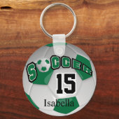 ダークグリーンとホワイトサッカーボール キーホルダー (正面)