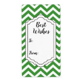 ダークグリーンとホワイトシェブロン結婚のステッカーラベル ラベル (正面)