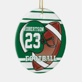 ダークグリーンとホワイトスポーツのサッカー セラミックオーナメント (右)